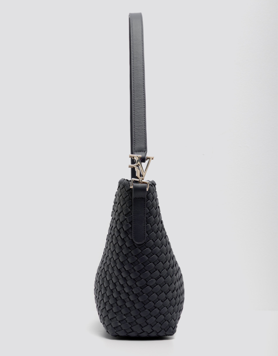 Bolso de hombro Elisa Midi piel trenzada azul... | Roberto Verino