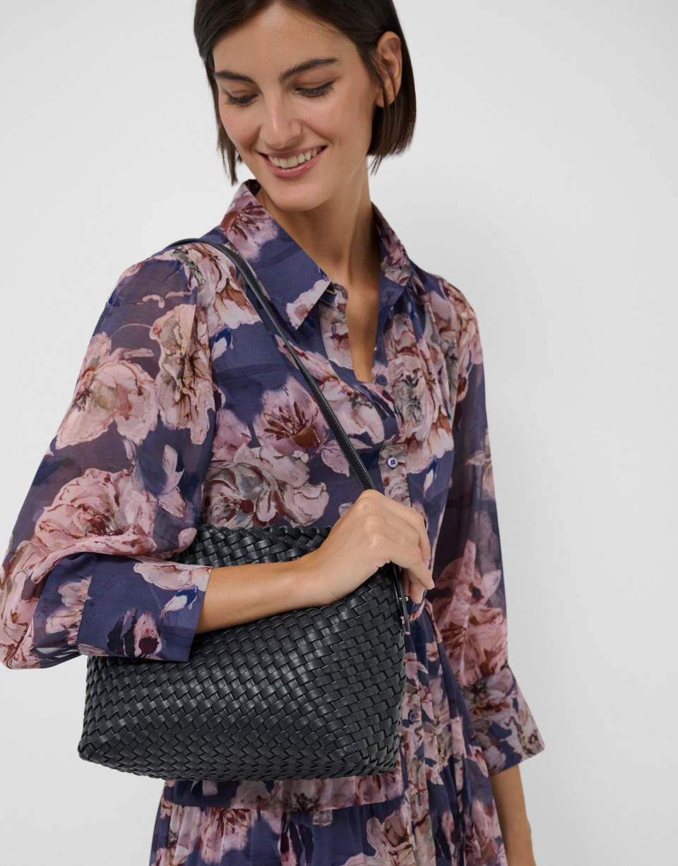 Elisa Midi midnight blue braided leather ... | Roberto Verino