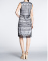 Transparent geometric fabric straight dress 