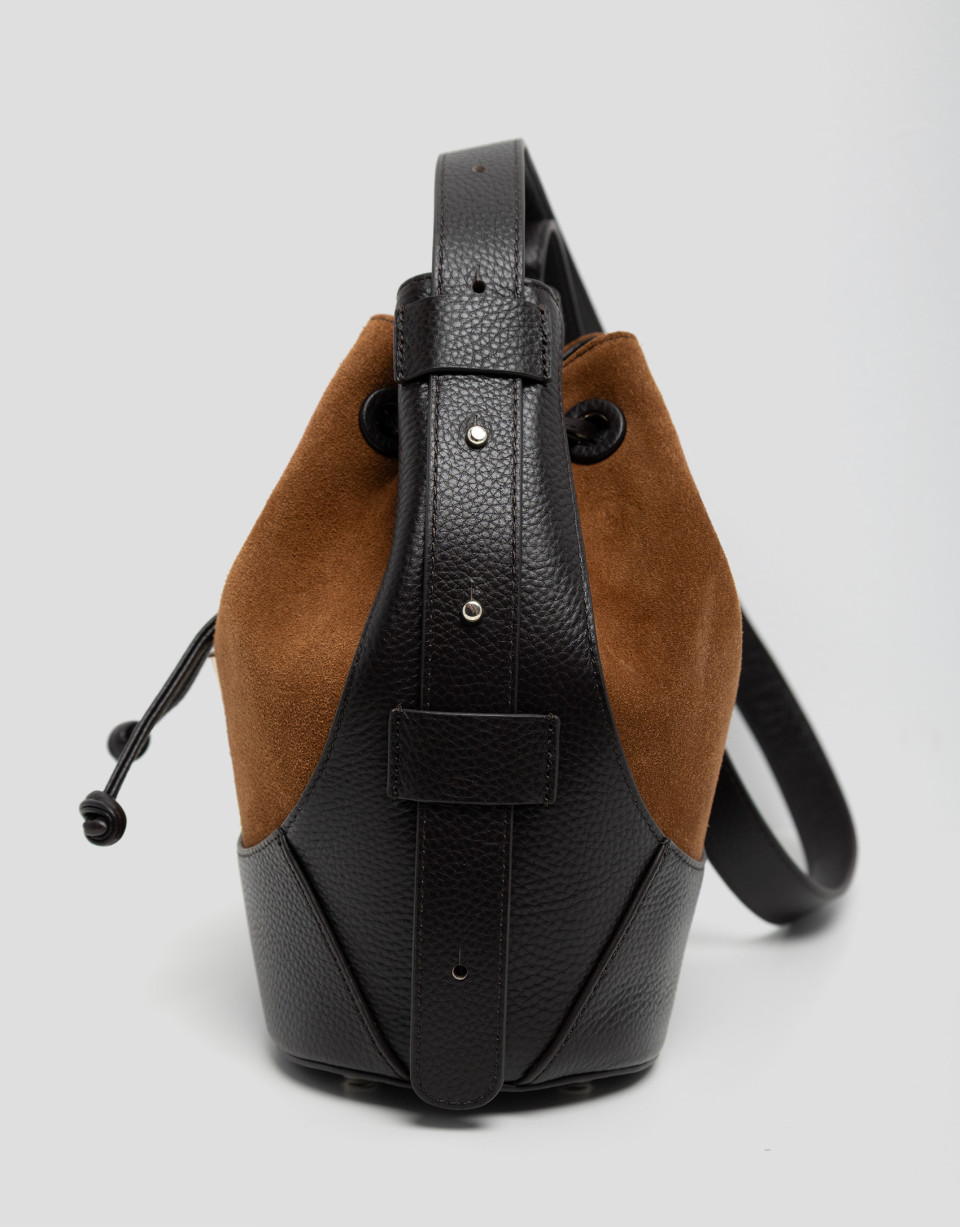 Bolso de hombro Iera Bucket piel y serraje ... | Roberto Verino