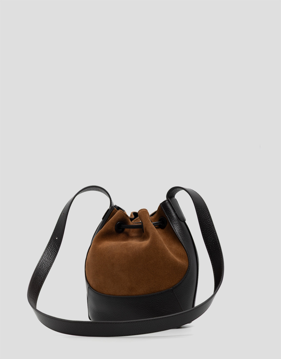 Brandy Iera Bucket leather and suede shoulder... | Roberto Verino