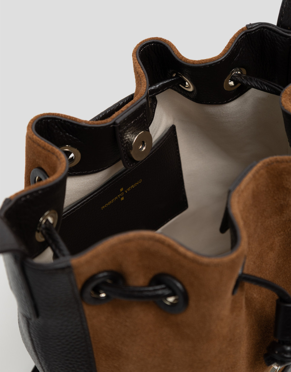 Brandy Iera Bucket leather and suede shoulder... | Roberto Verino