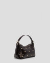 Margot Metal mini brown crackled leather handbag | Roberto Verino