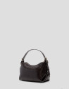 Margot Metal mini brown crackled leather handbag | Roberto Verino