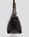 Margot Metal mini brown crackled leather handbag | Roberto Verino