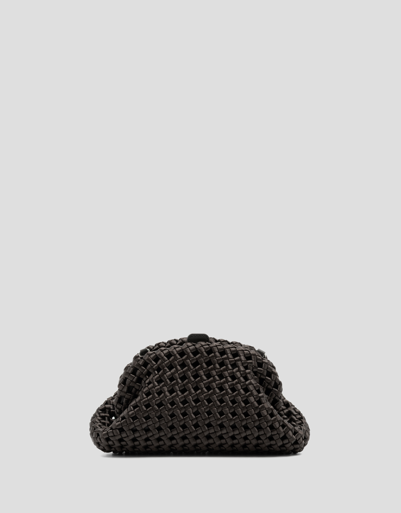 Uma brown interwoven woven clutch bag - Mujer | Roberto Verino