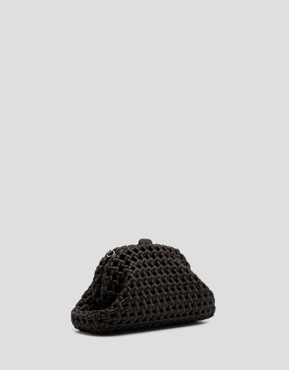 Uma brown interwoven woven clutch bag - Mujer | Roberto Verino