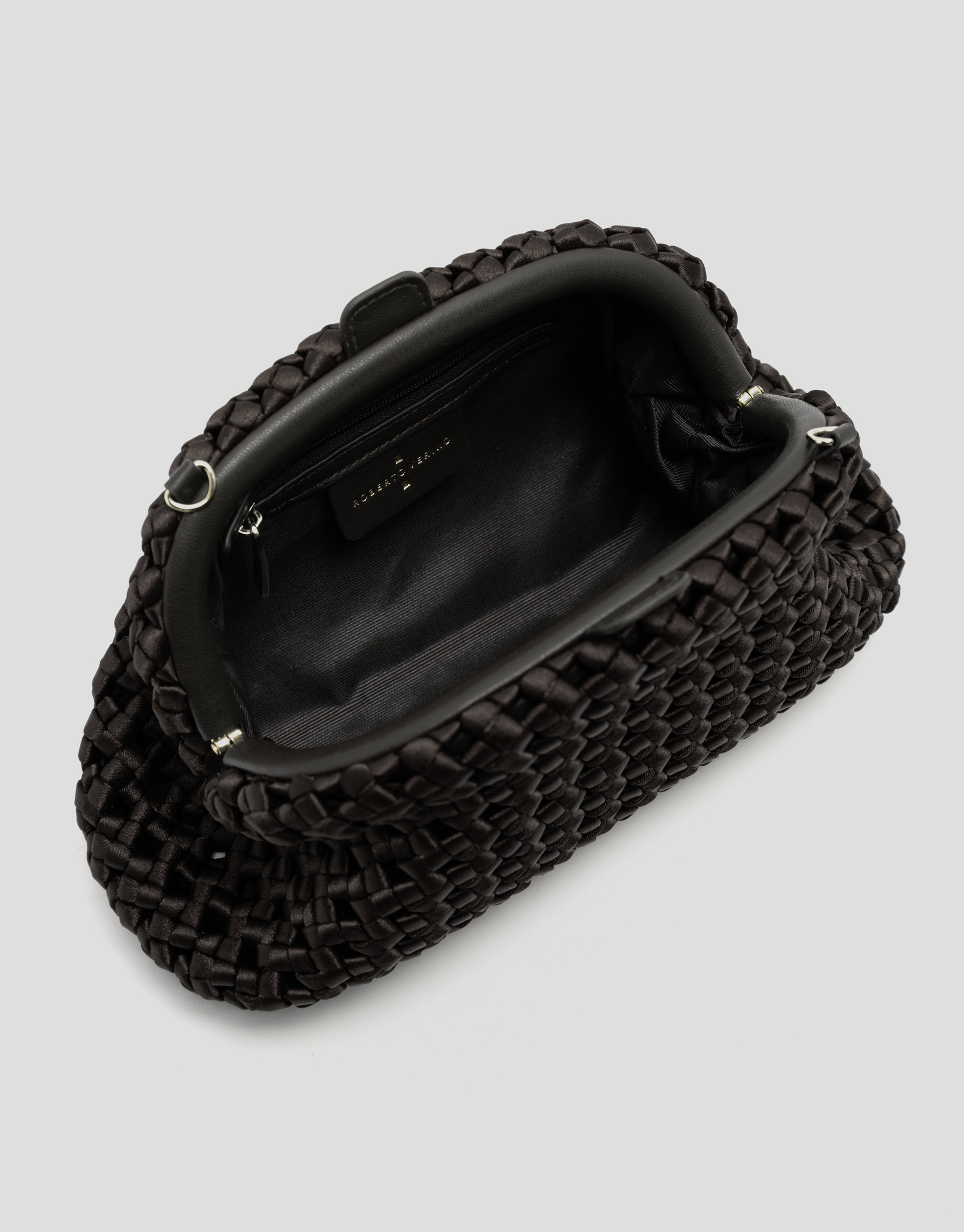 Uma brown interwoven woven clutch bag - Mujer | Roberto Verino
