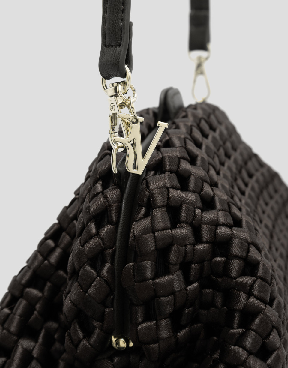 Uma brown interwoven woven clutch bag - Mujer | Roberto Verino