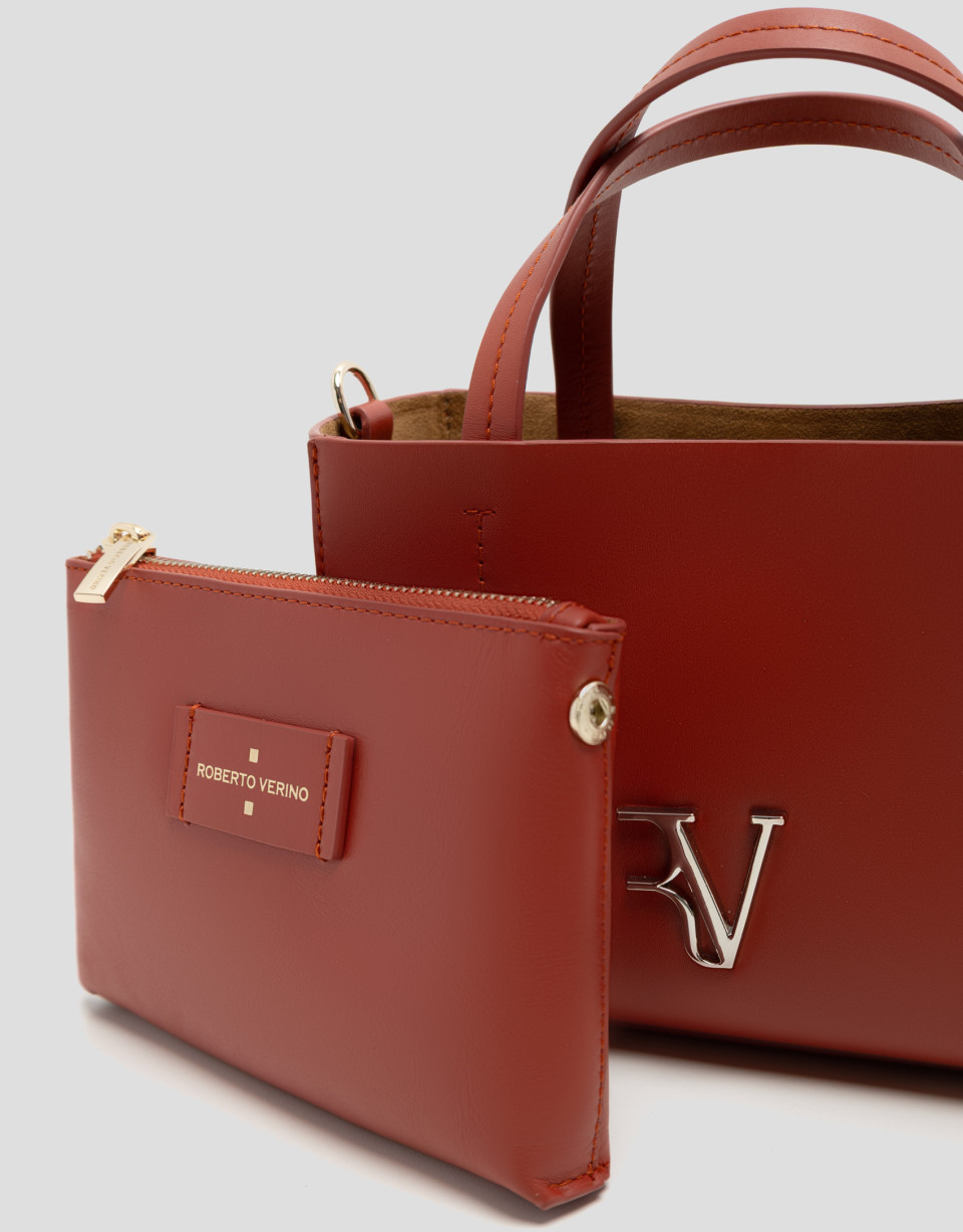 Bolso Bruna Shopper mini piel rojo oscuro | Roberto Verino
