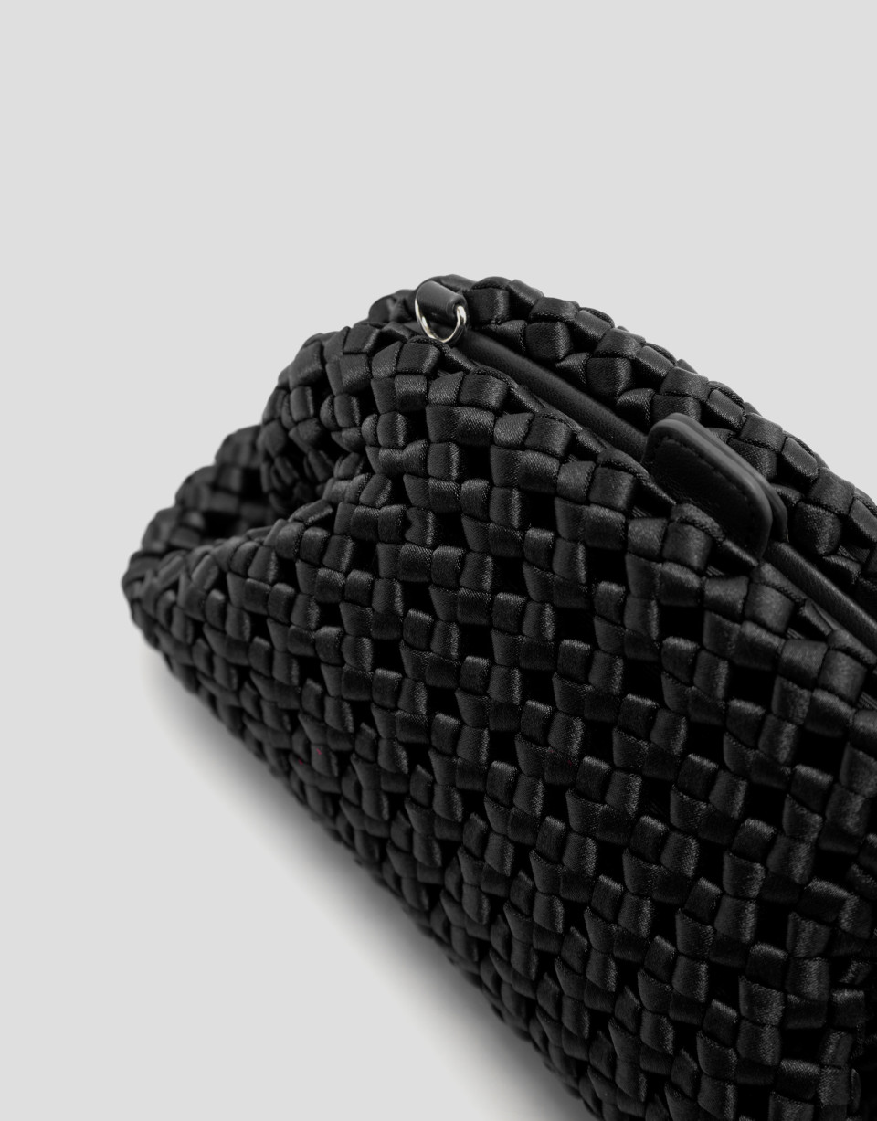 Uma black interwoven woven clutch bag - Mujer | Roberto Verino