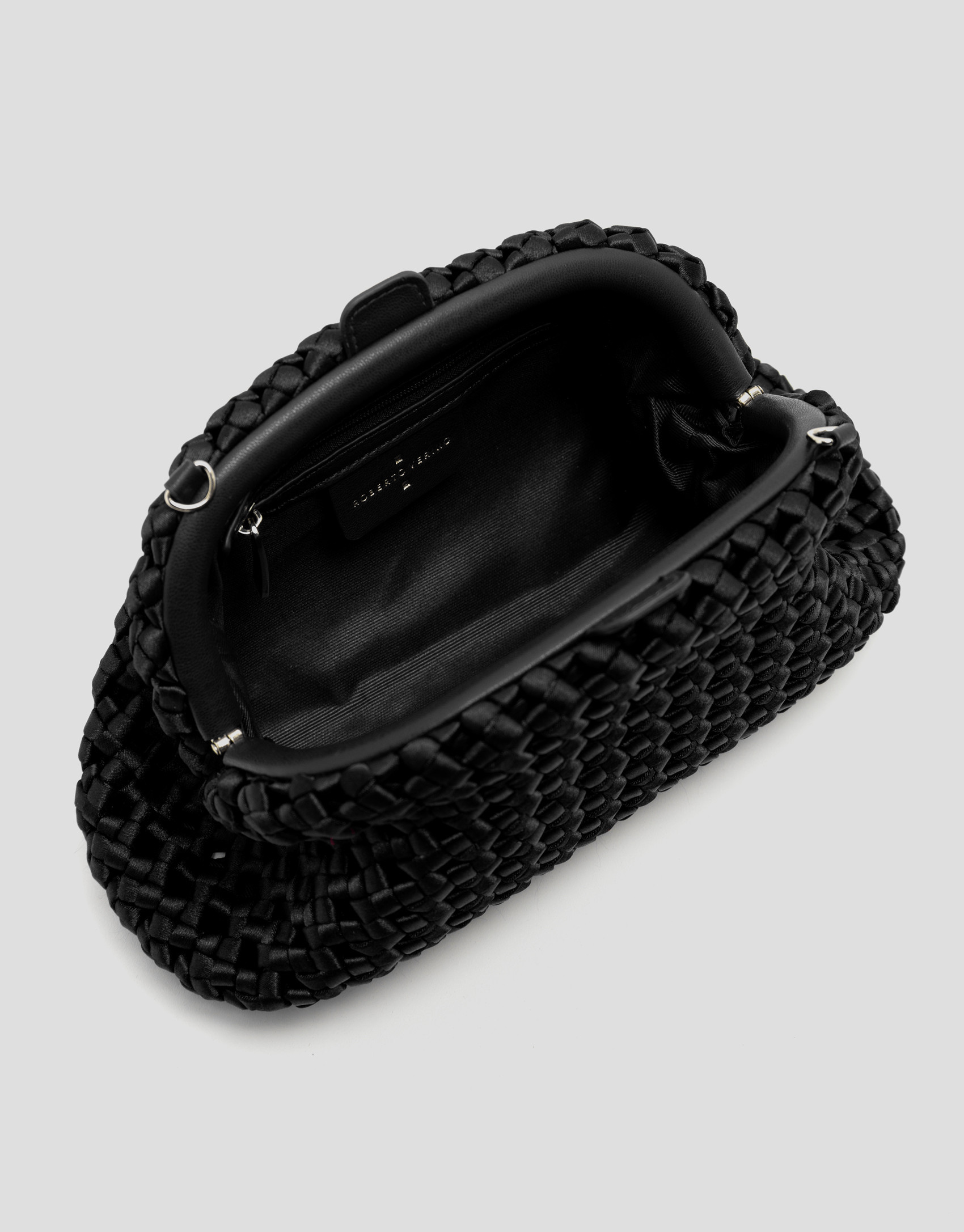 Uma black interwoven woven clutch bag - Mujer | Roberto Verino