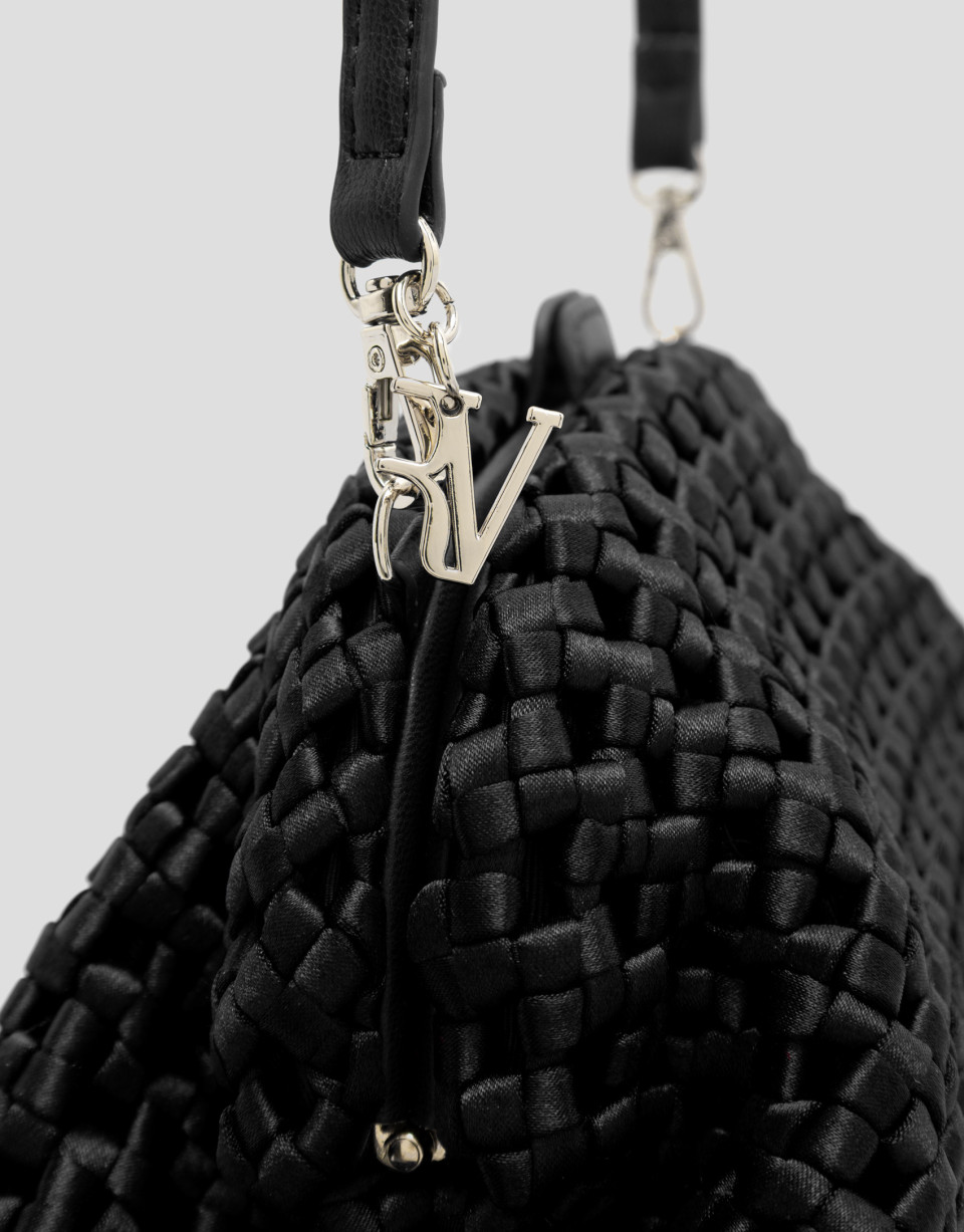 Uma black interwoven woven clutch bag - Mujer | Roberto Verino