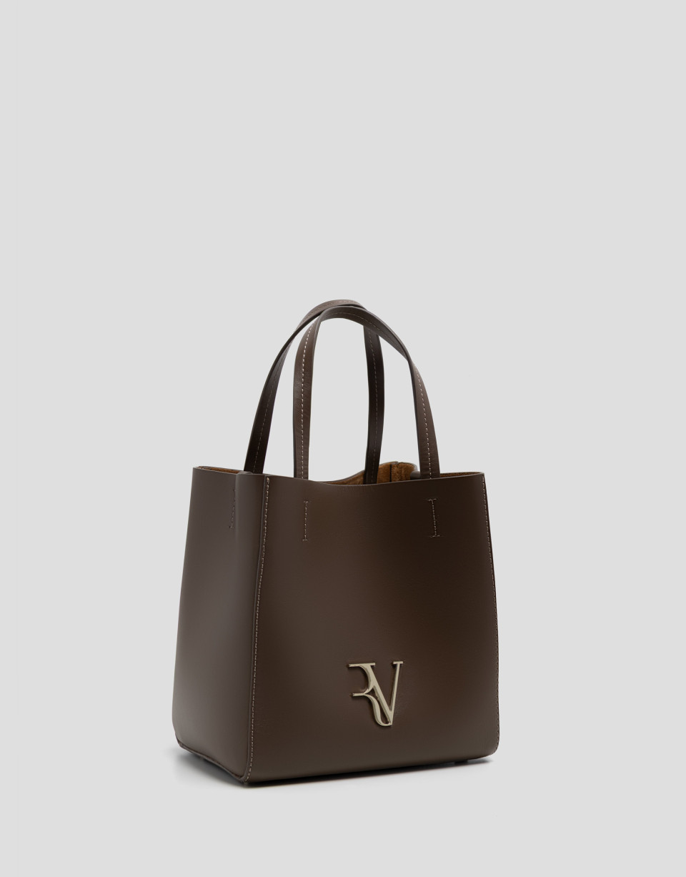 Bruna Tote Midi bag greenish brown leather | Roberto Verino