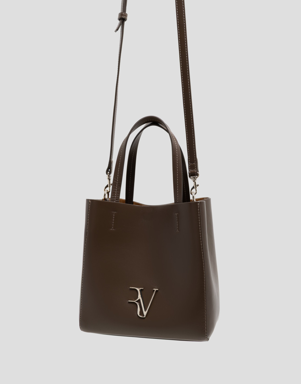Bruna Tote Midi bag greenish brown leather | Roberto Verino