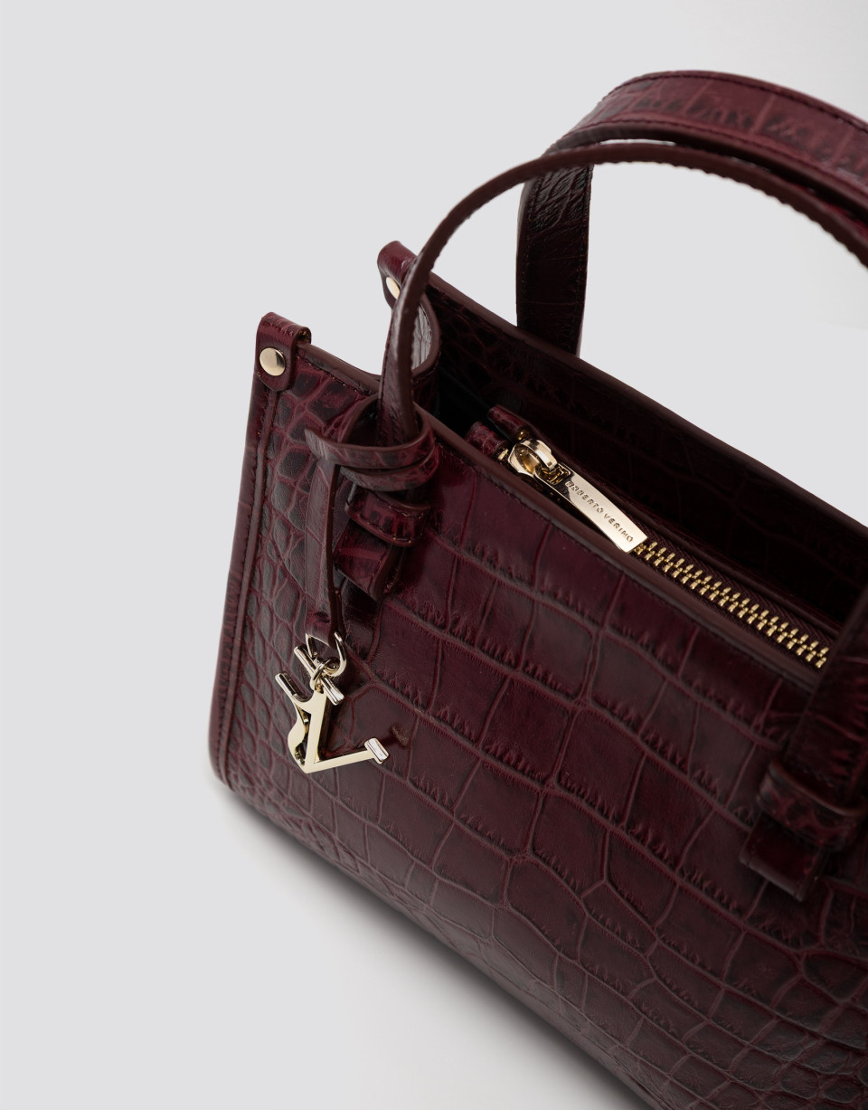 Julia Satchel Mini Plum Coconut Leather Handbag | Roberto Verino