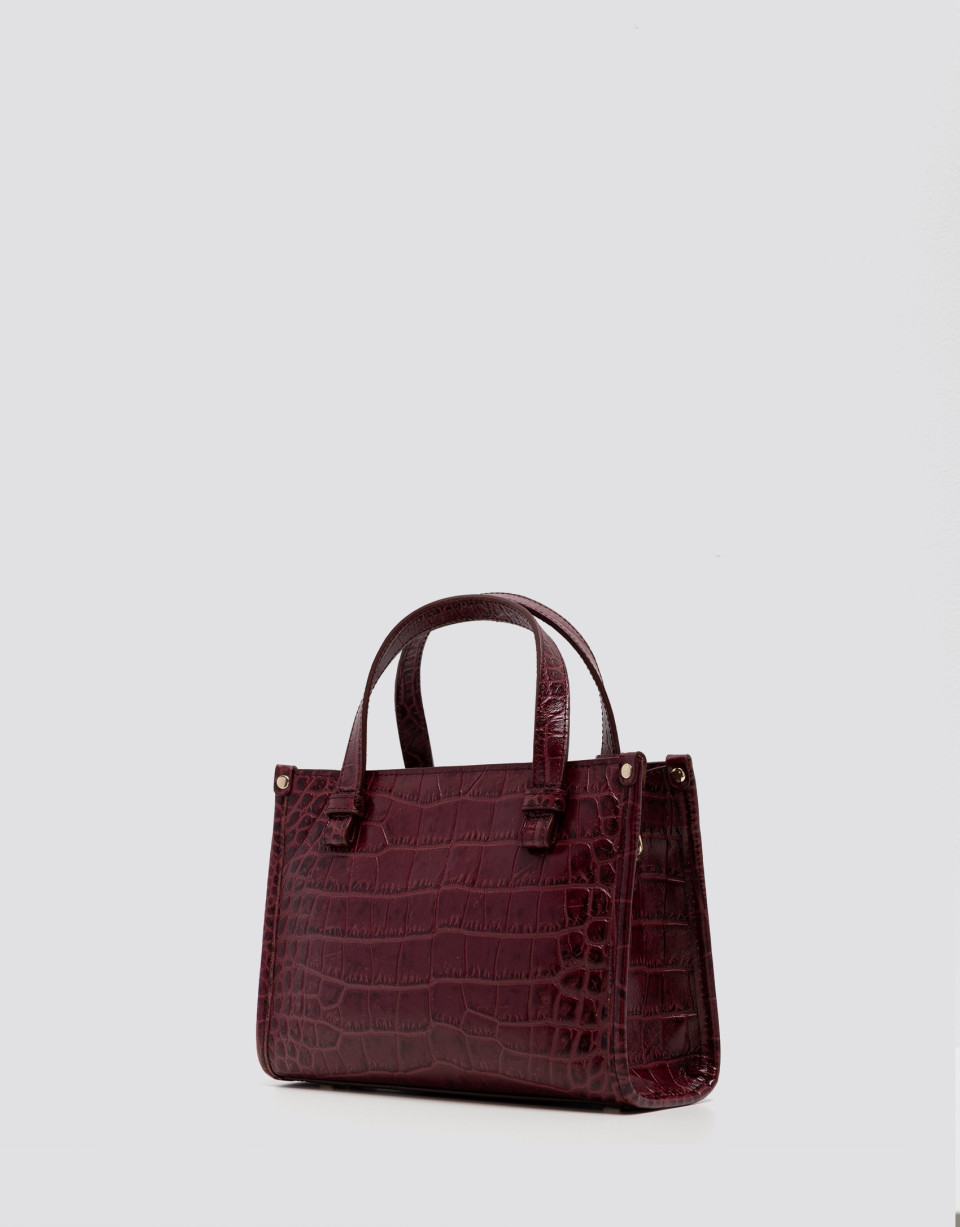 Julia Satchel Mini Plum Coconut Leather Handbag | Roberto Verino