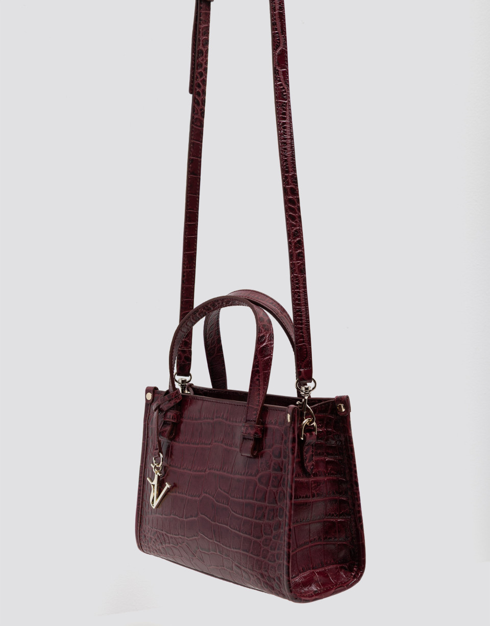 Julia Satchel Mini Plum Coconut Leather Handbag | Roberto Verino