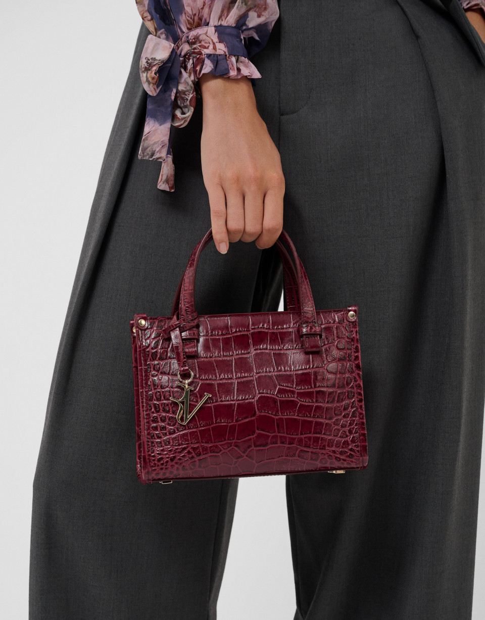 Julia Satchel Mini Plum Coconut Leather Handbag | Roberto Verino