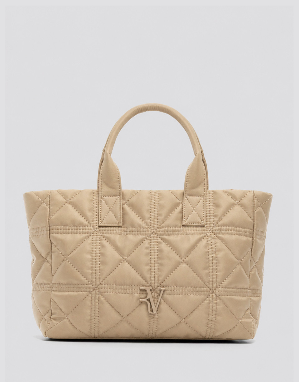 Bolso de mano Uxía Satchel nailon beige | Roberto Verino