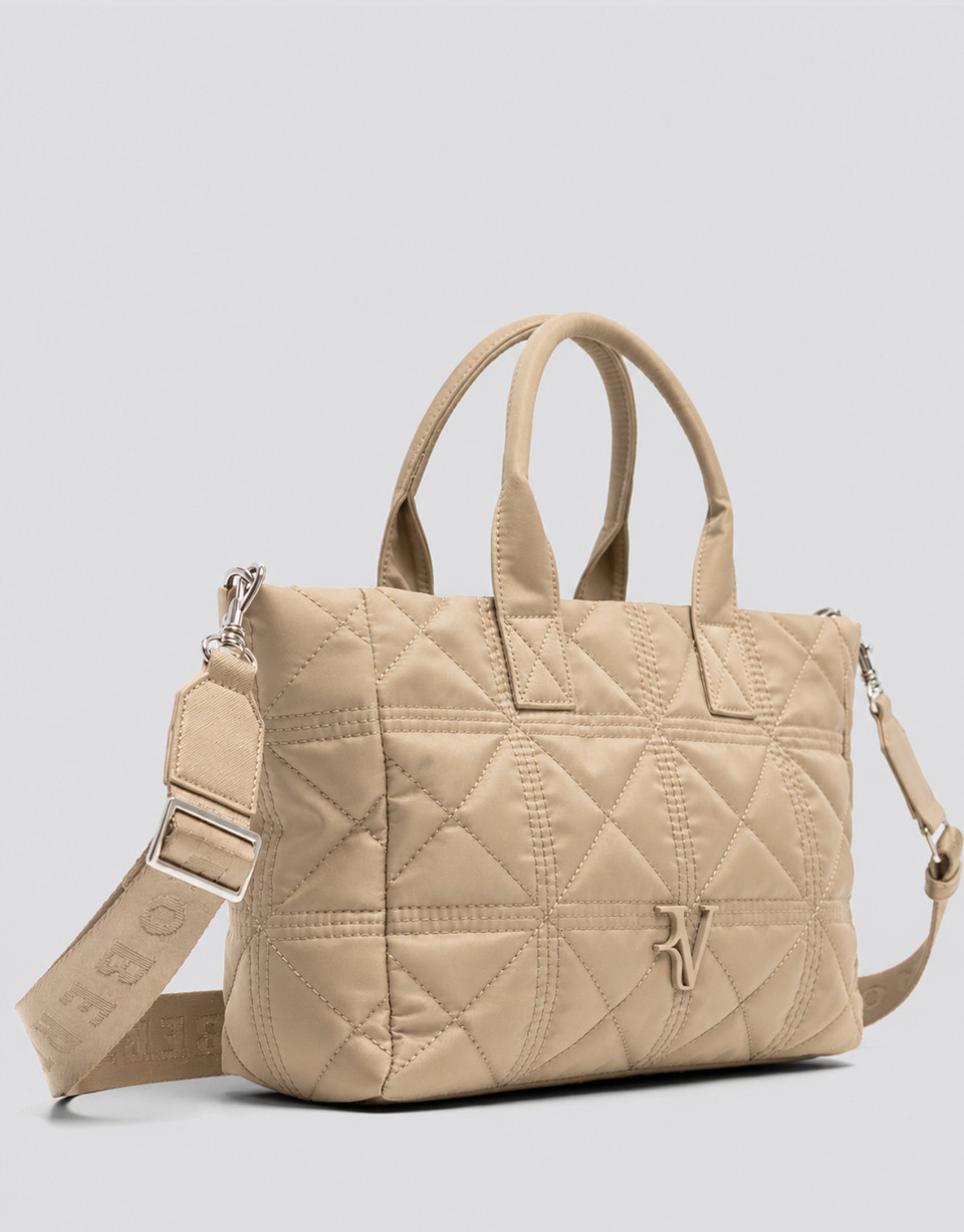 Uxía Satchel beige nylon handbag - Mujer | Roberto Verino