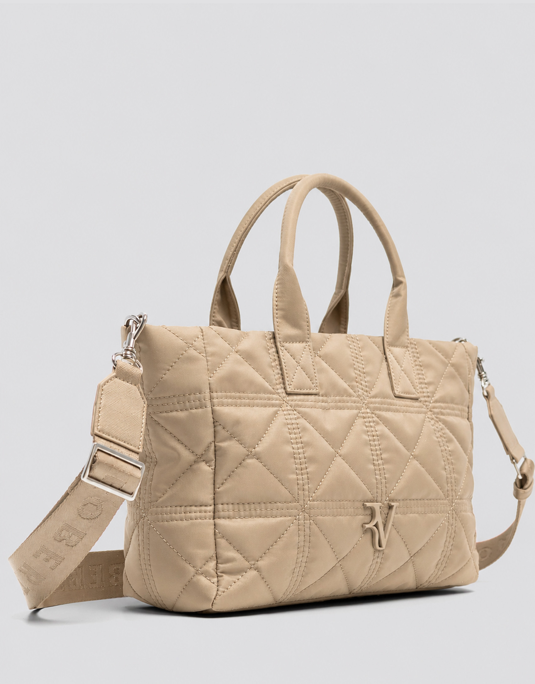 Uxía Satchel beige nylon handbag - Mujer | Roberto Verino