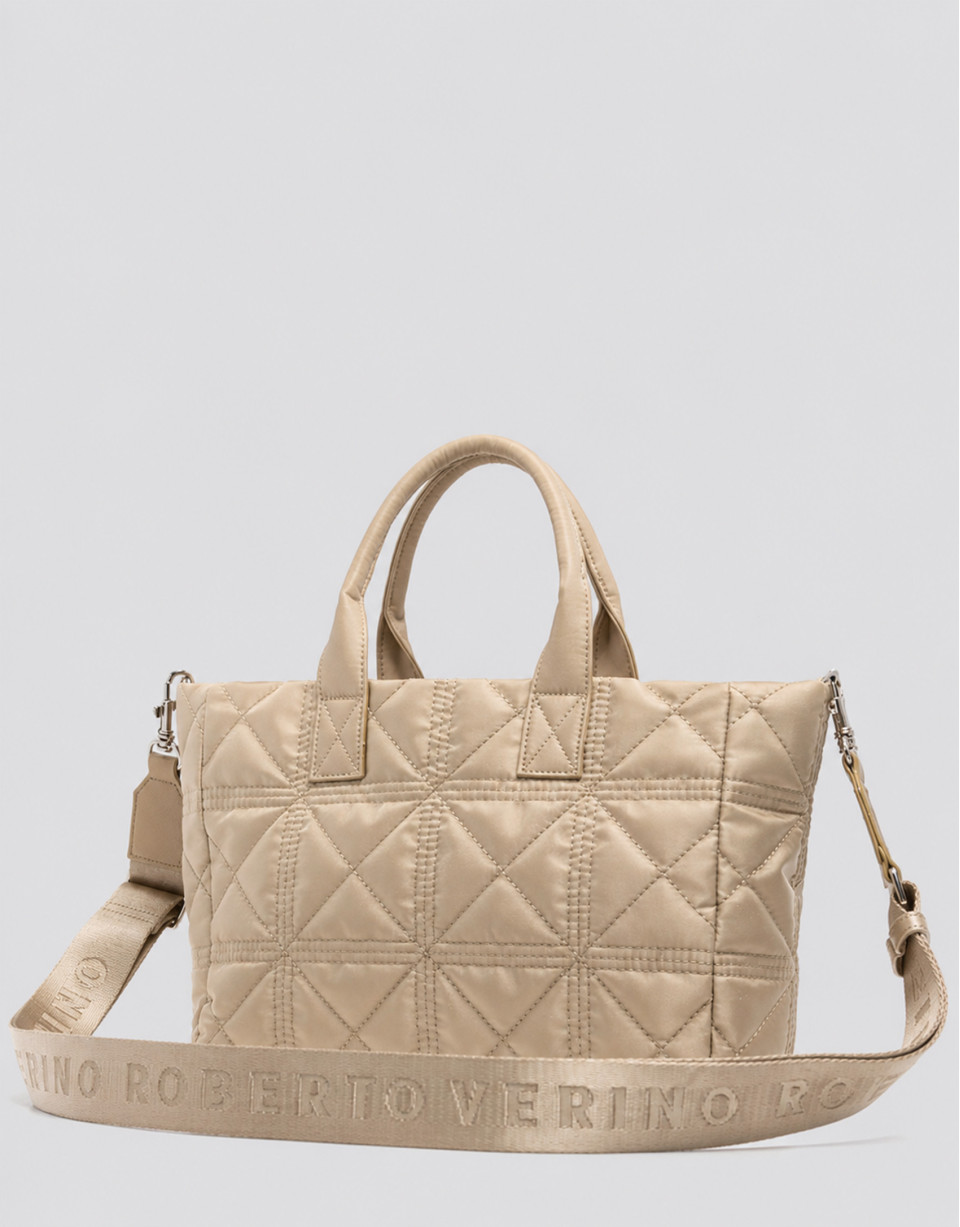 Uxía Satchel beige nylon handbag - Mujer | Roberto Verino
