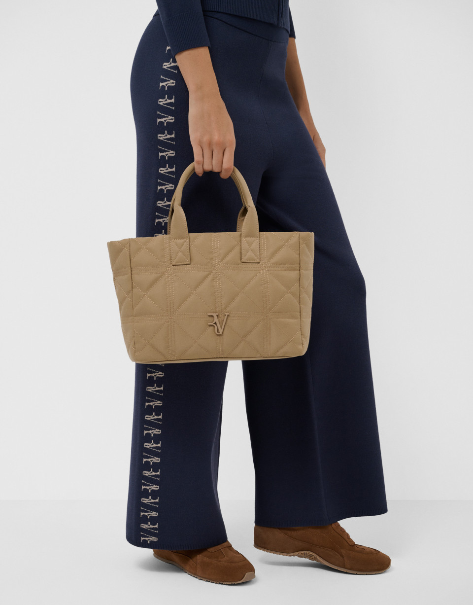 Uxía Satchel beige nylon handbag - Mujer | Roberto Verino