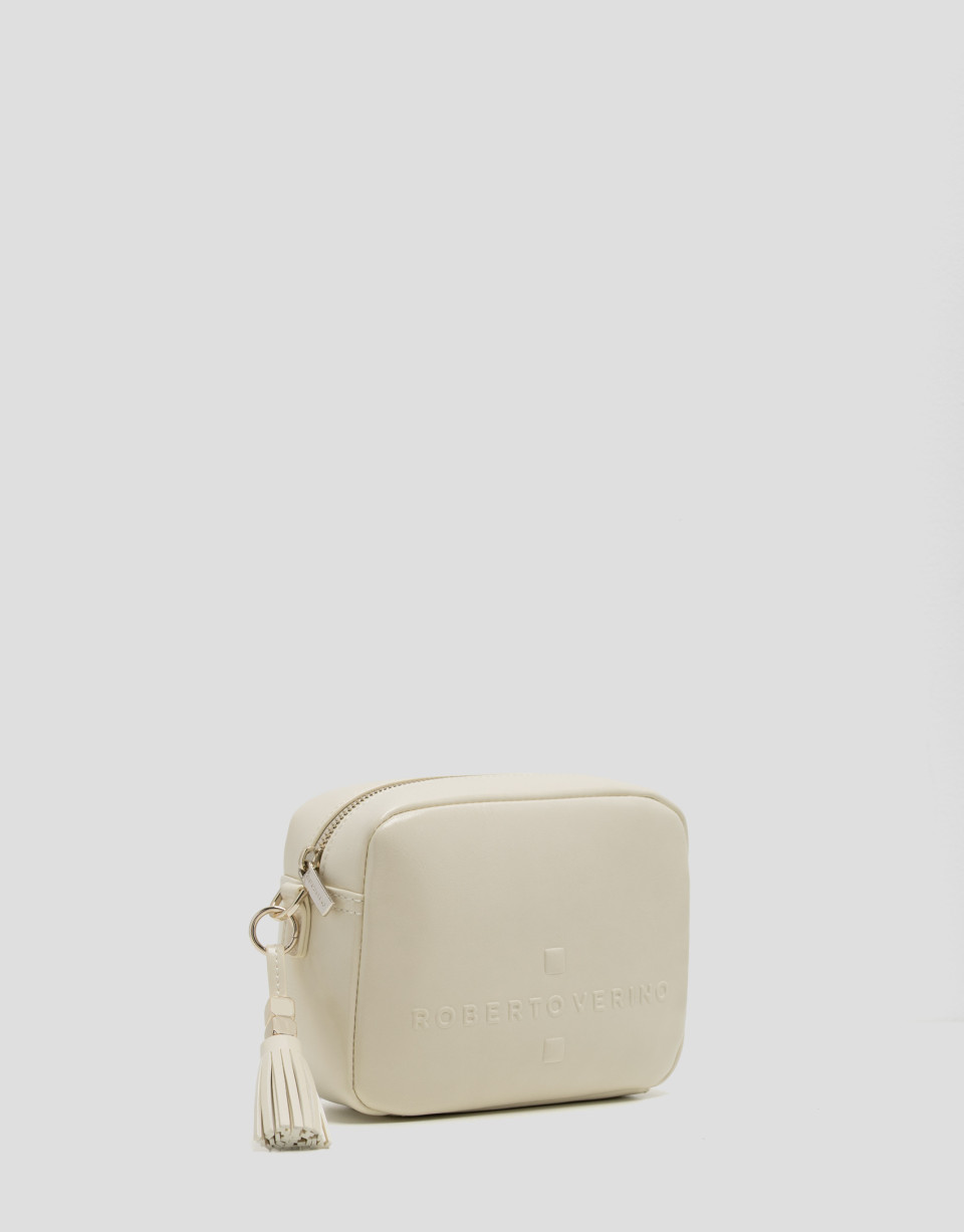 Bolso bandolera Bazin blanco craquelado - Mujer | Roberto Verino