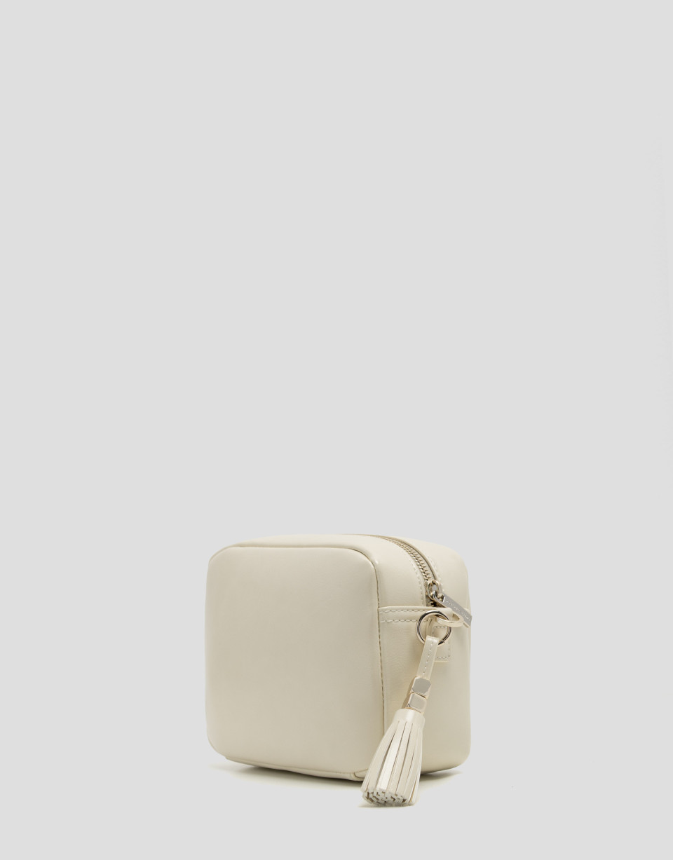 Bolso bandolera Bazin blanco craquelado - Mujer | Roberto Verino