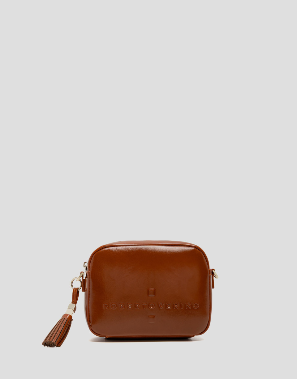 Bolso bandolera Bazin brandy craquelado - Mujer | Roberto Verino