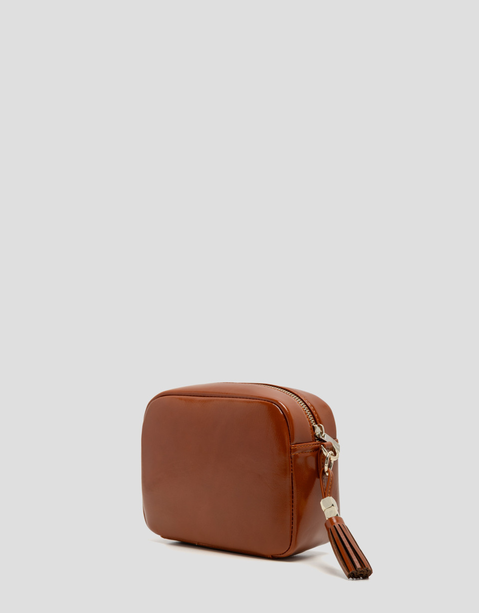 Bolso bandolera Bazin brandy craquelado - Mujer | Roberto Verino