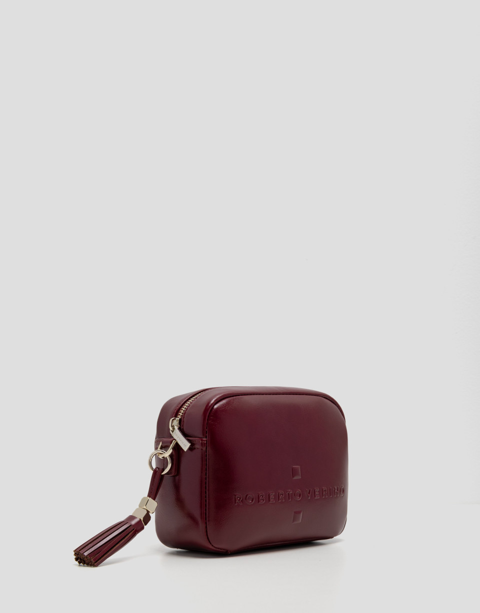Crackled burgundy Bazin crossbody bag - Mujer | Roberto Verino