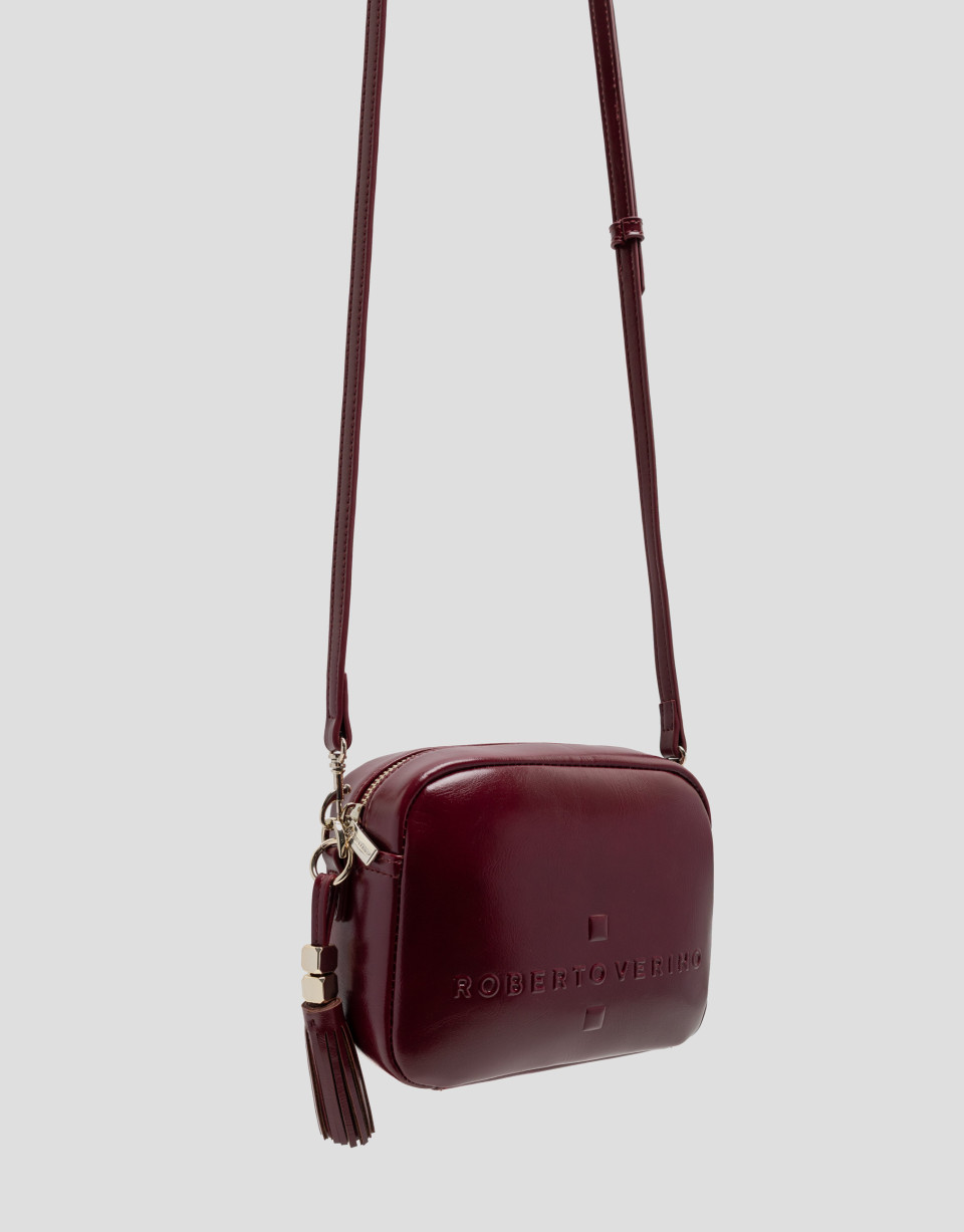 Crackled burgundy Bazin crossbody bag - Mujer | Roberto Verino