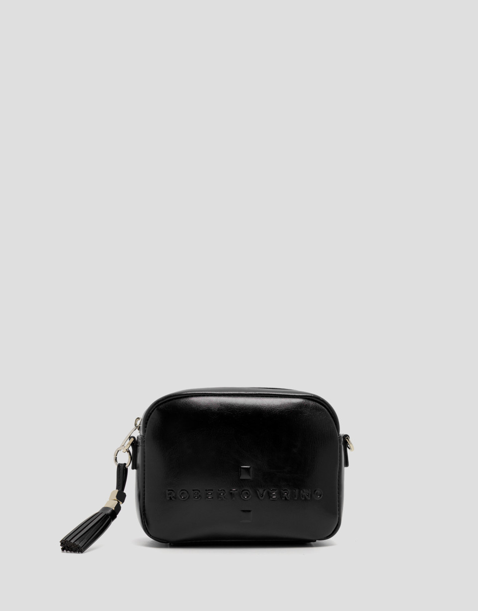 Bolso bandolera Bazin negro craquelado - Mujer | Roberto Verino