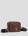 Thais light brown grained leather shoulder bag | Roberto Verino