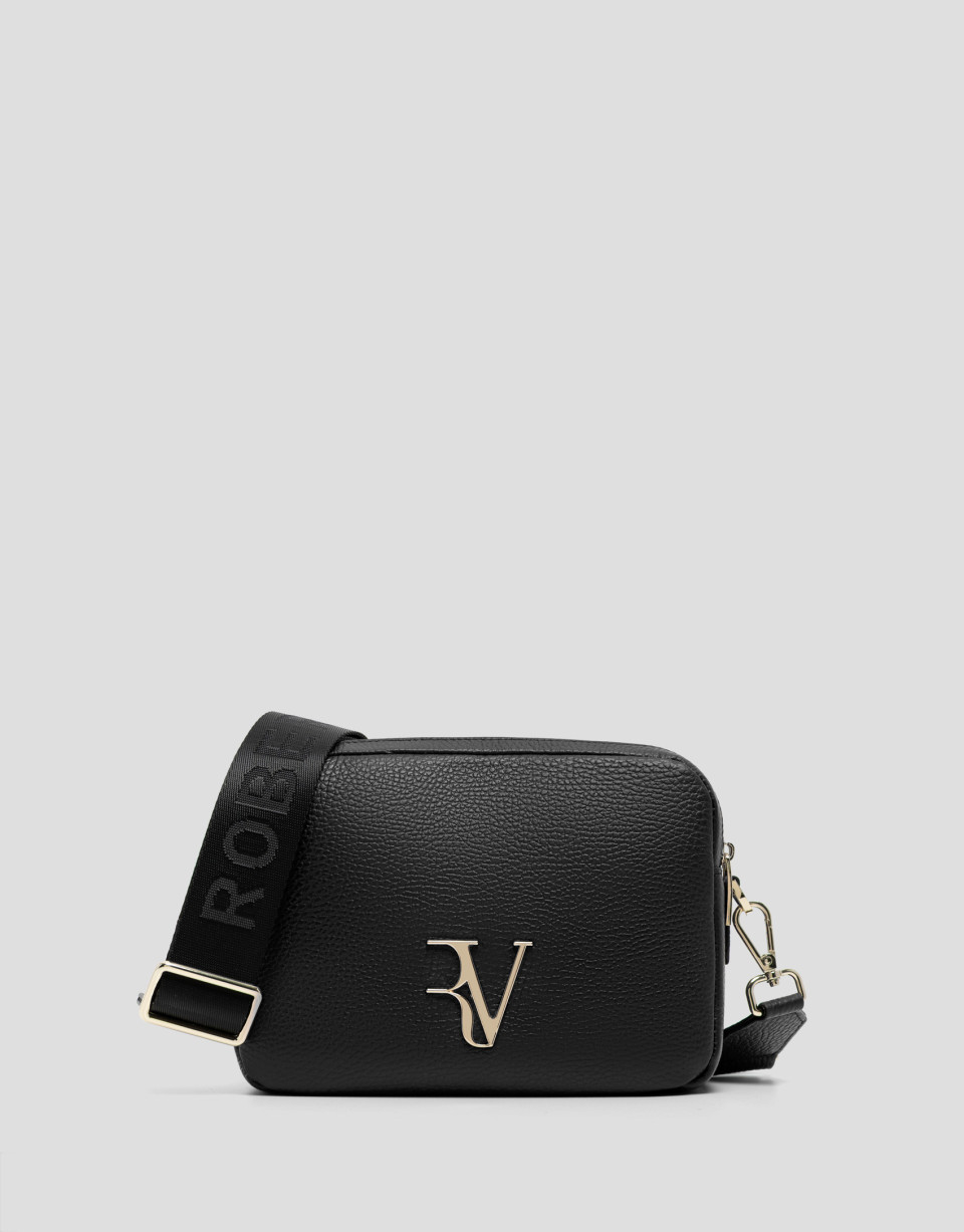 Bolso bandolera Thais piel granulada negra | Roberto Verino
