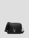 Bolso bandolera Thais piel granulada negra | Roberto Verino