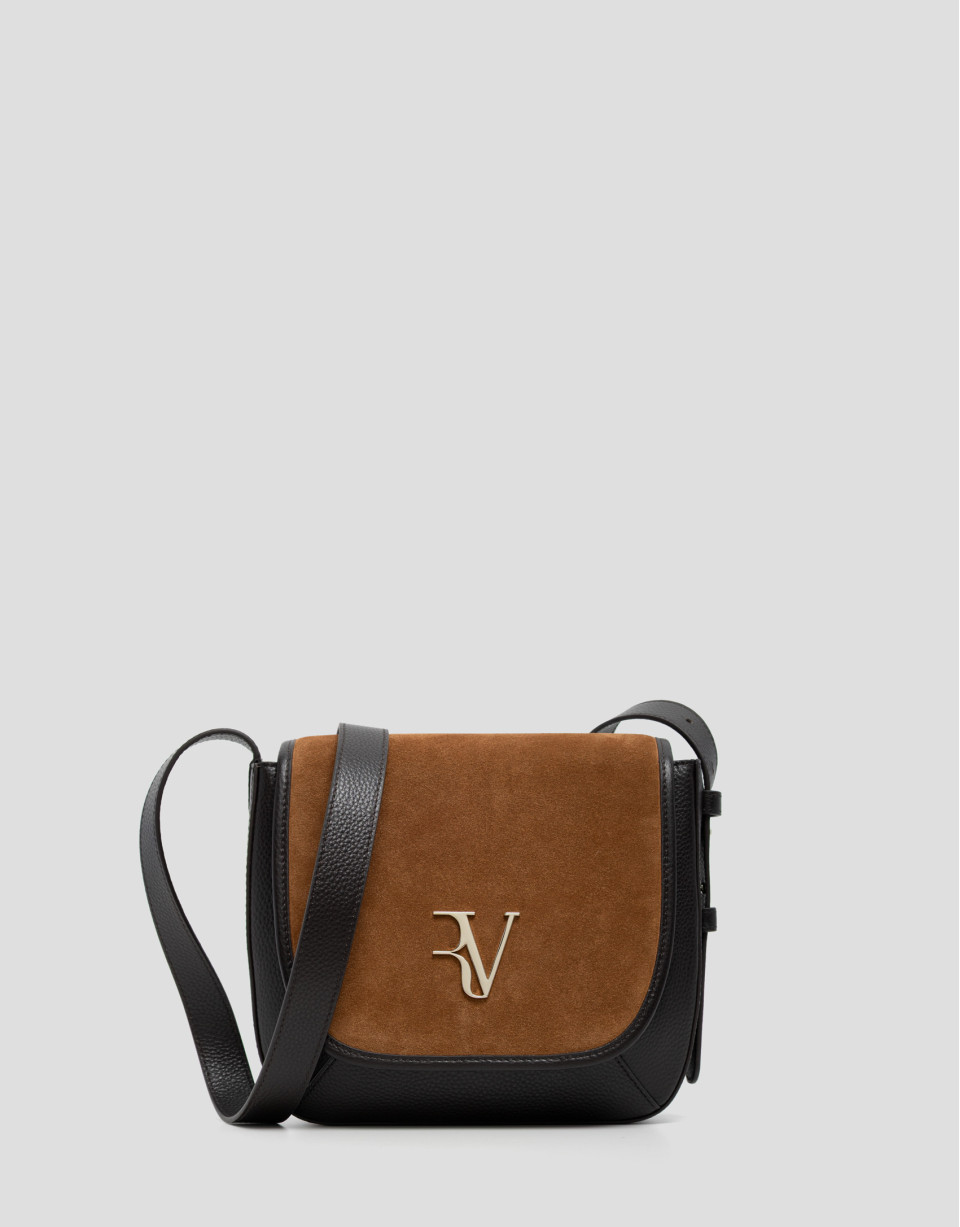 Iera brandy leather and suede shoulder bag | Roberto Verino