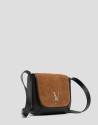 Bolso bandolera Iera piel y serraje brandy | Roberto Verino