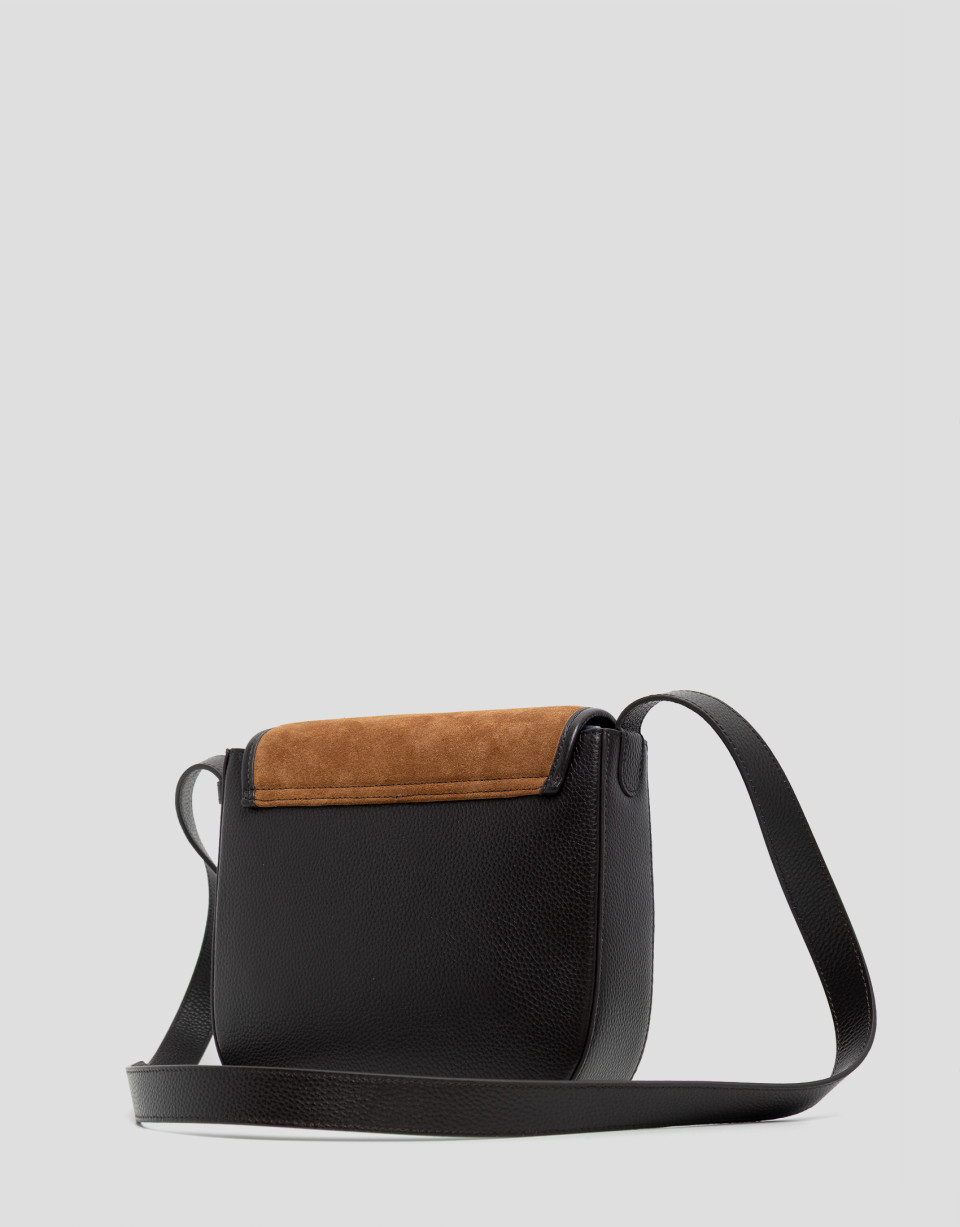 Iera brandy leather and suede shoulder bag | Roberto Verino
