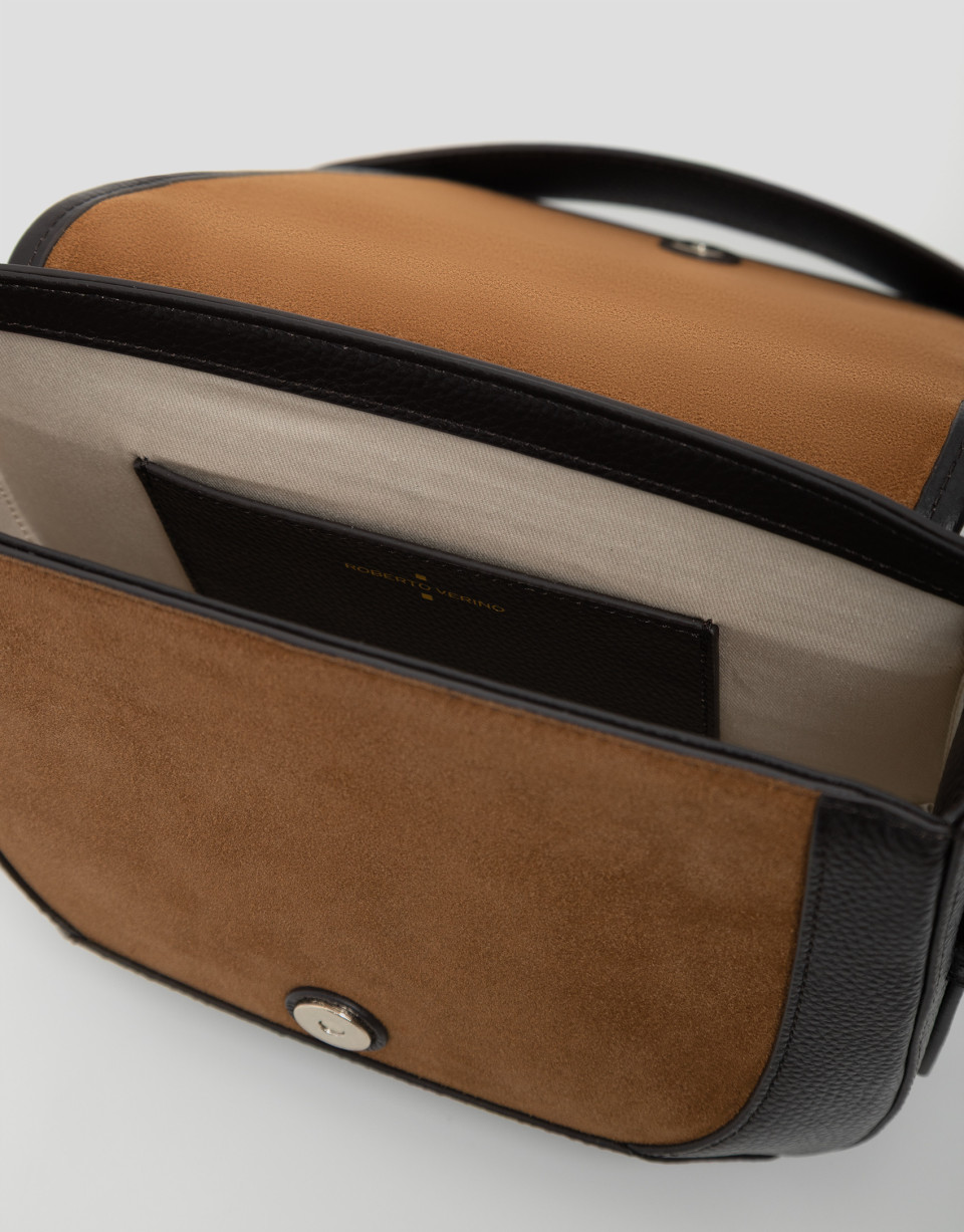 Iera brandy leather and suede shoulder bag | Roberto Verino