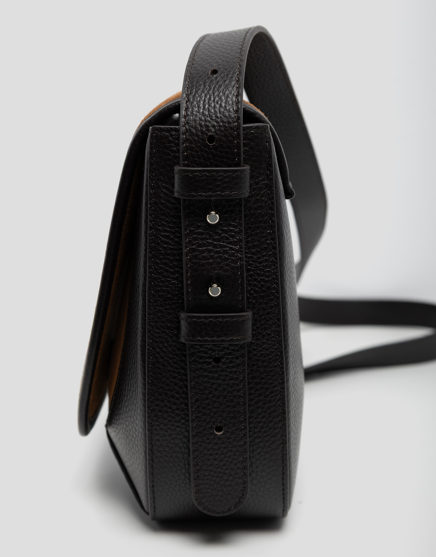 Bolso bandolera Iera piel y serraje brandy | Roberto Verino