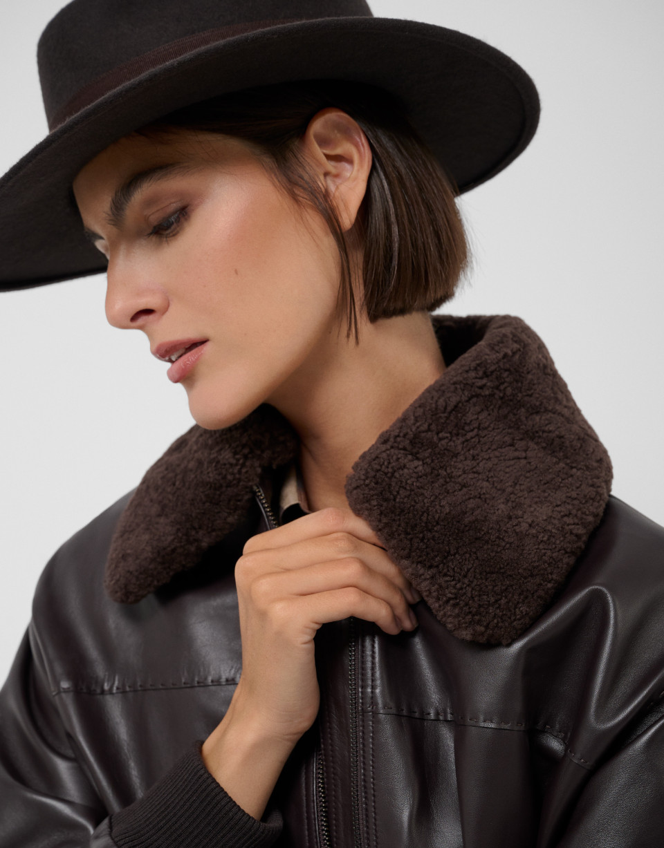 Fedora hat in brown felt - Mujer - AW2026 | Roberto Verino