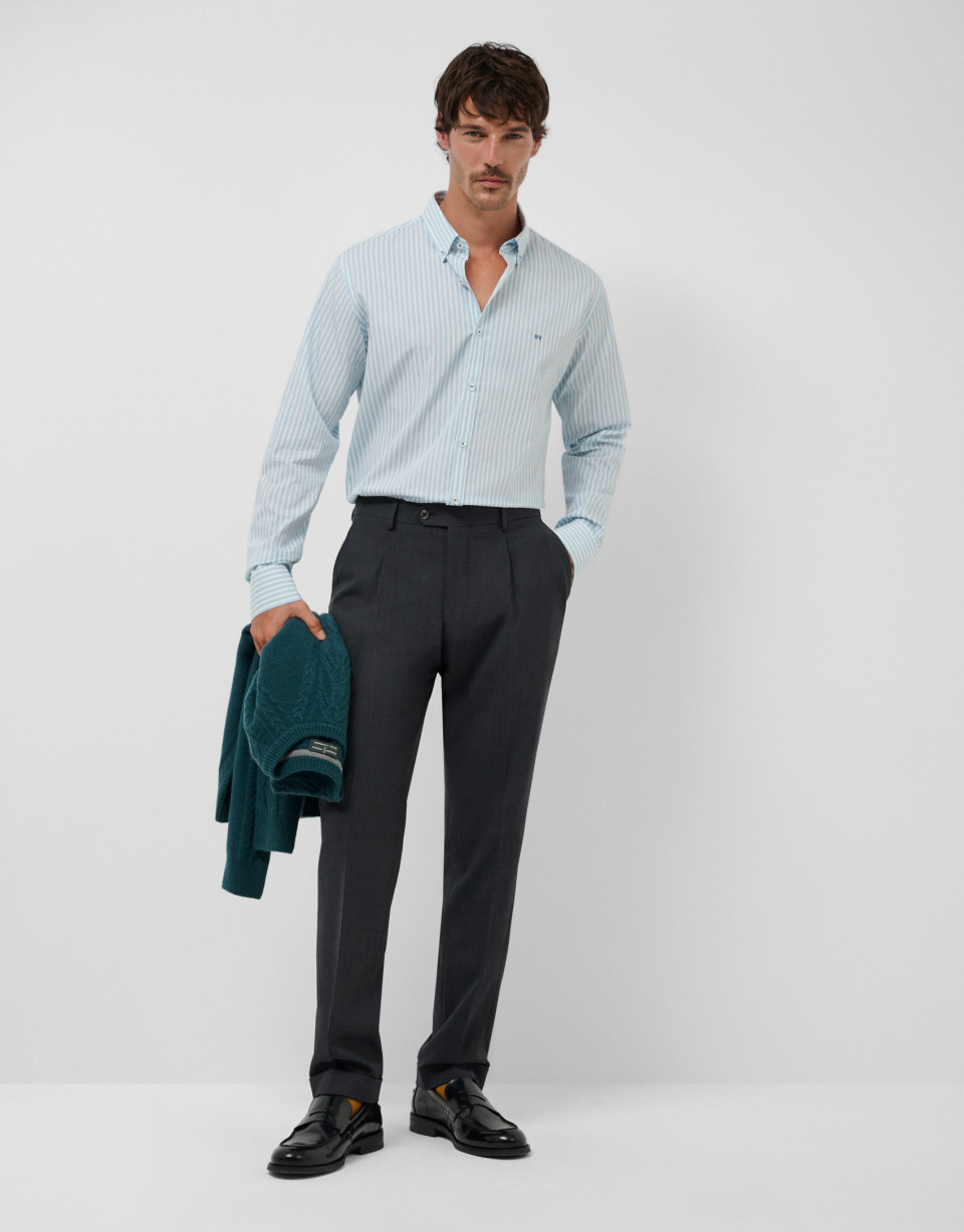 Gray dress pants with turn-up hem - Hombre | Roberto Verino
