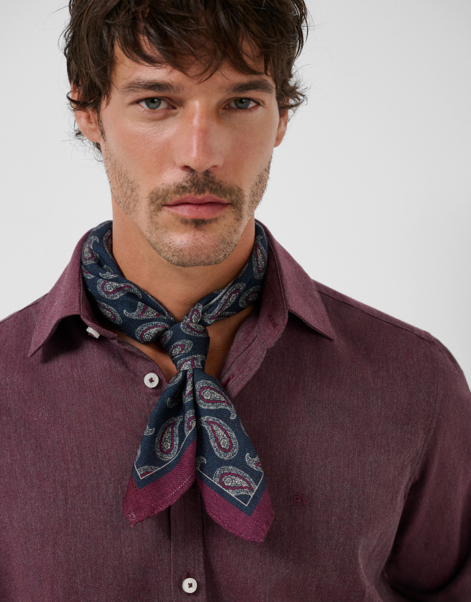 Pañuelo paisley marino/cereza/crudo - Hombre | Roberto Verino