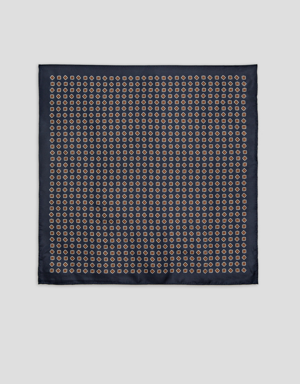 Navy/ocher/ecru geometric scarf - Hombre | Roberto Verino