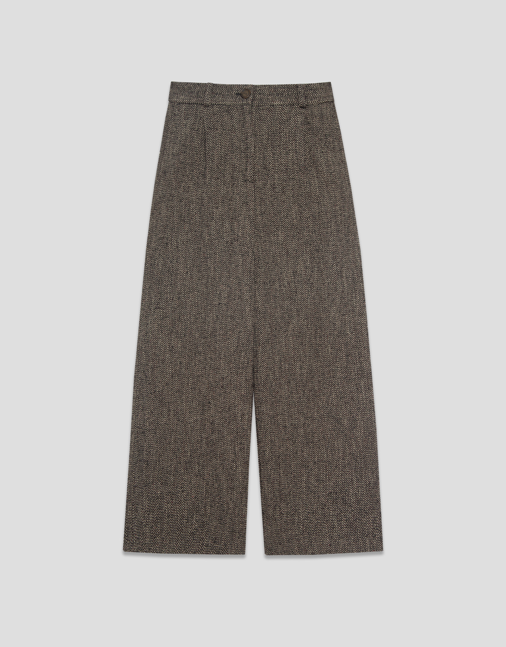 Wide-leg brown herringbone pattern cloth pants | Roberto Verino