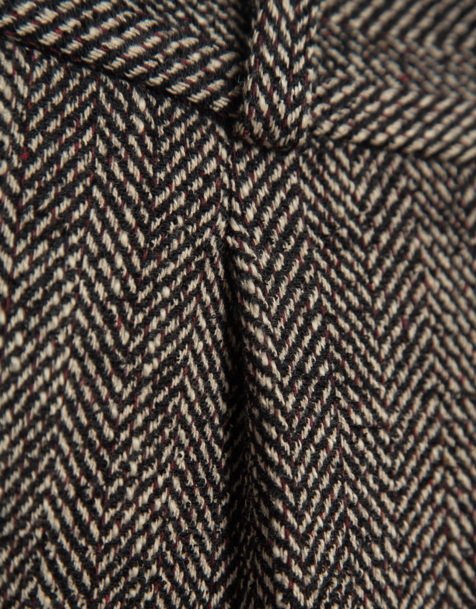Pantalón ancho de paño diseño espiga marrón | Roberto Verino