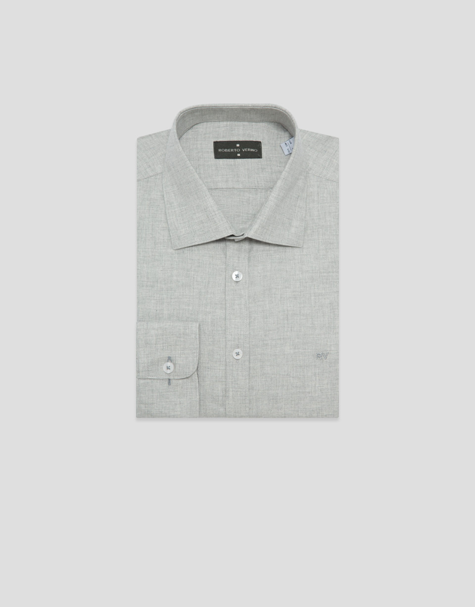 Regular gray melange twill sport shirt - Hombre | Roberto Verino